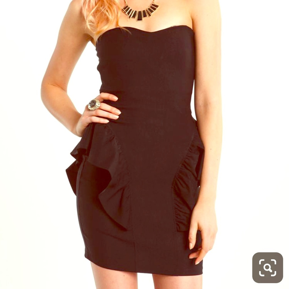 Black peplum ruffle dress